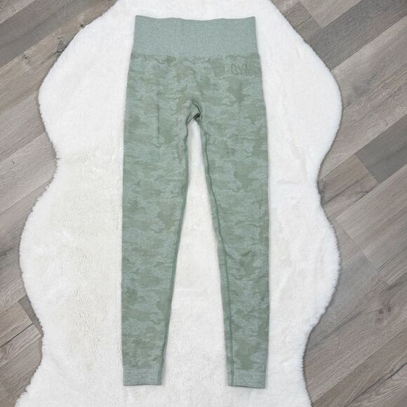 Gymshark Adapt Camo Seamless Leggings Green Small High Rise Ankle - Picture 3 of 12